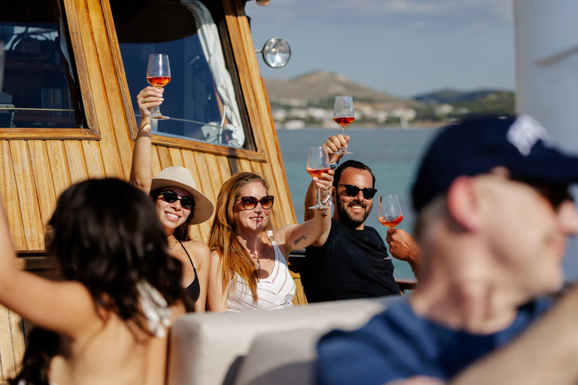 Corporate guests enjoying a private yacht event in Athens