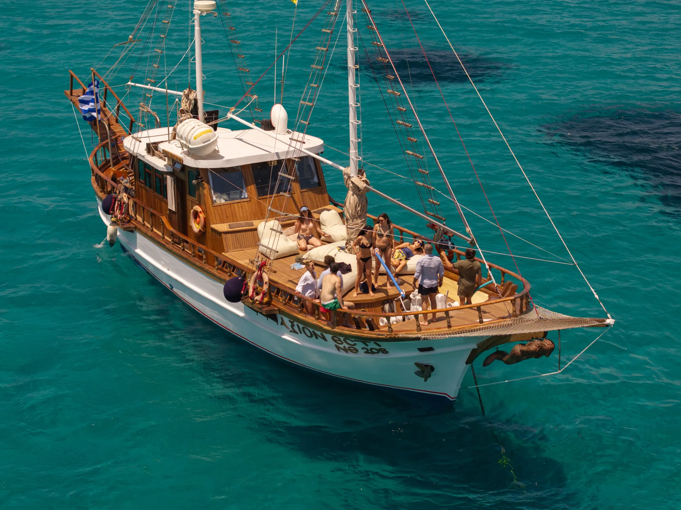 AXION ESTI on clear Athenian Riviera water